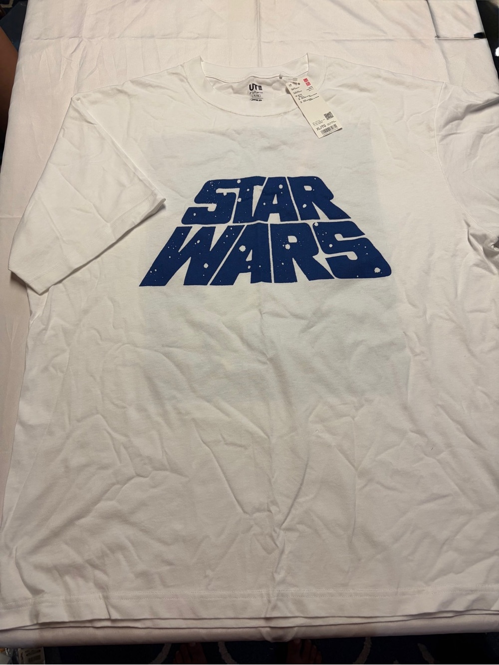 Star Wars White Short-Sleeve Tee with Blue Logo